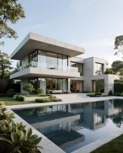 modern luxury home with pool contemporary architecture